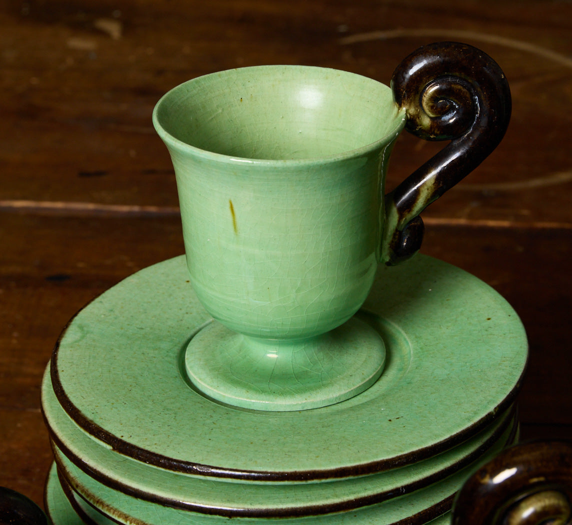 1950S FRENCH VALLAURIS CELADON COFFEE SERVICE