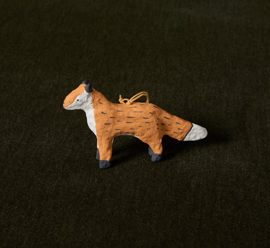 PAPER MACHE FOX ORNAMENT