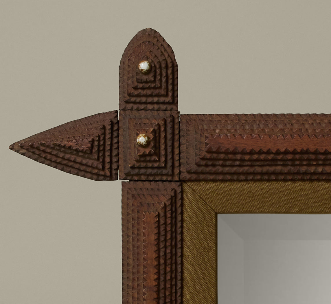 TRAMP ART FRAME WITH SPEAR CORNERS
