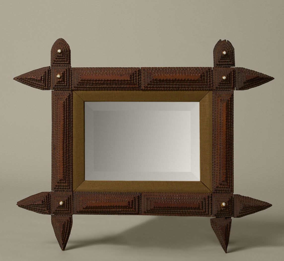 TRAMP ART FRAME WITH SPEAR CORNERS