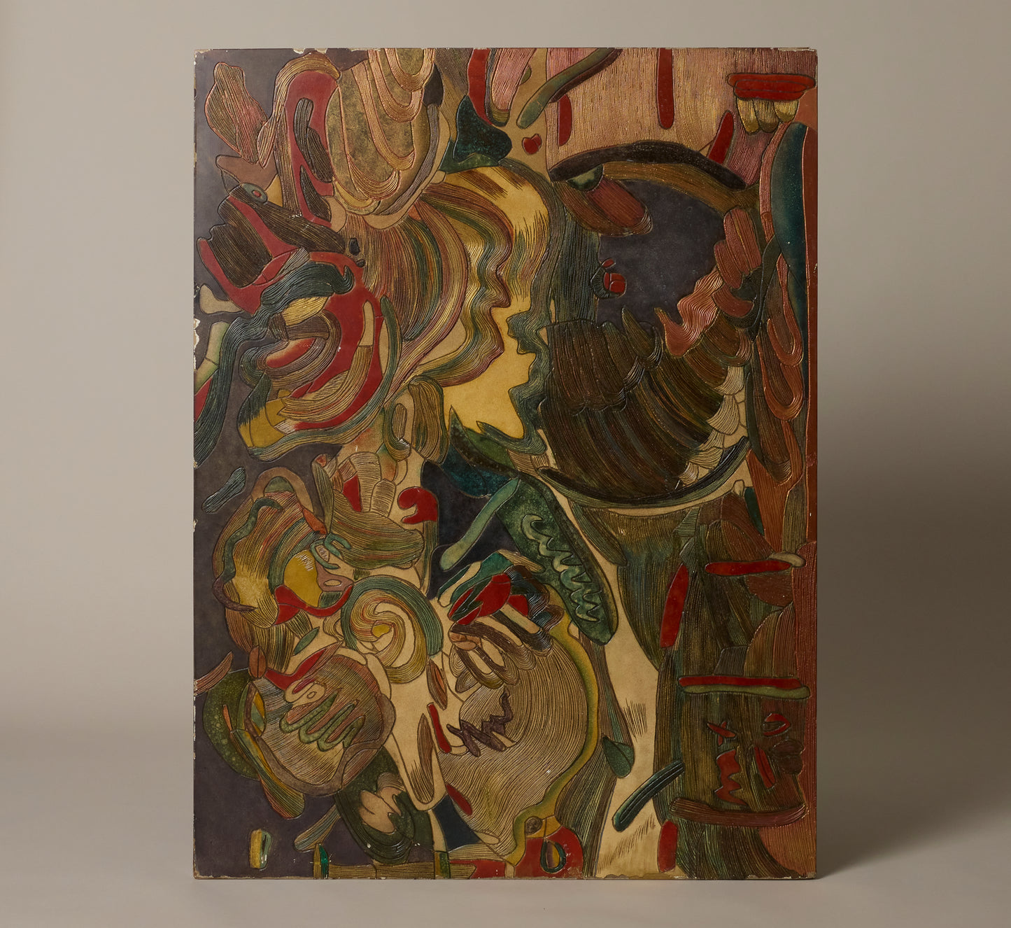OVERSIZED ABSTRACT PAINTING ON WOOD PANEL