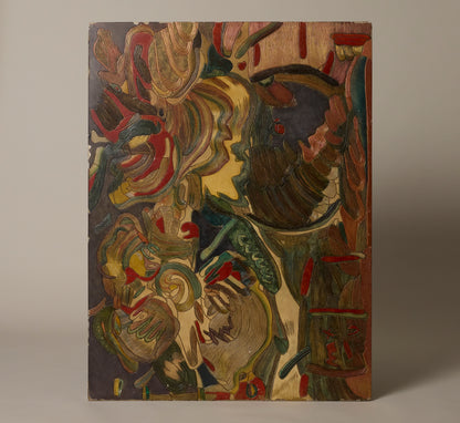 OVERSIZED ABSTRACT PAINTING ON WOOD PANEL