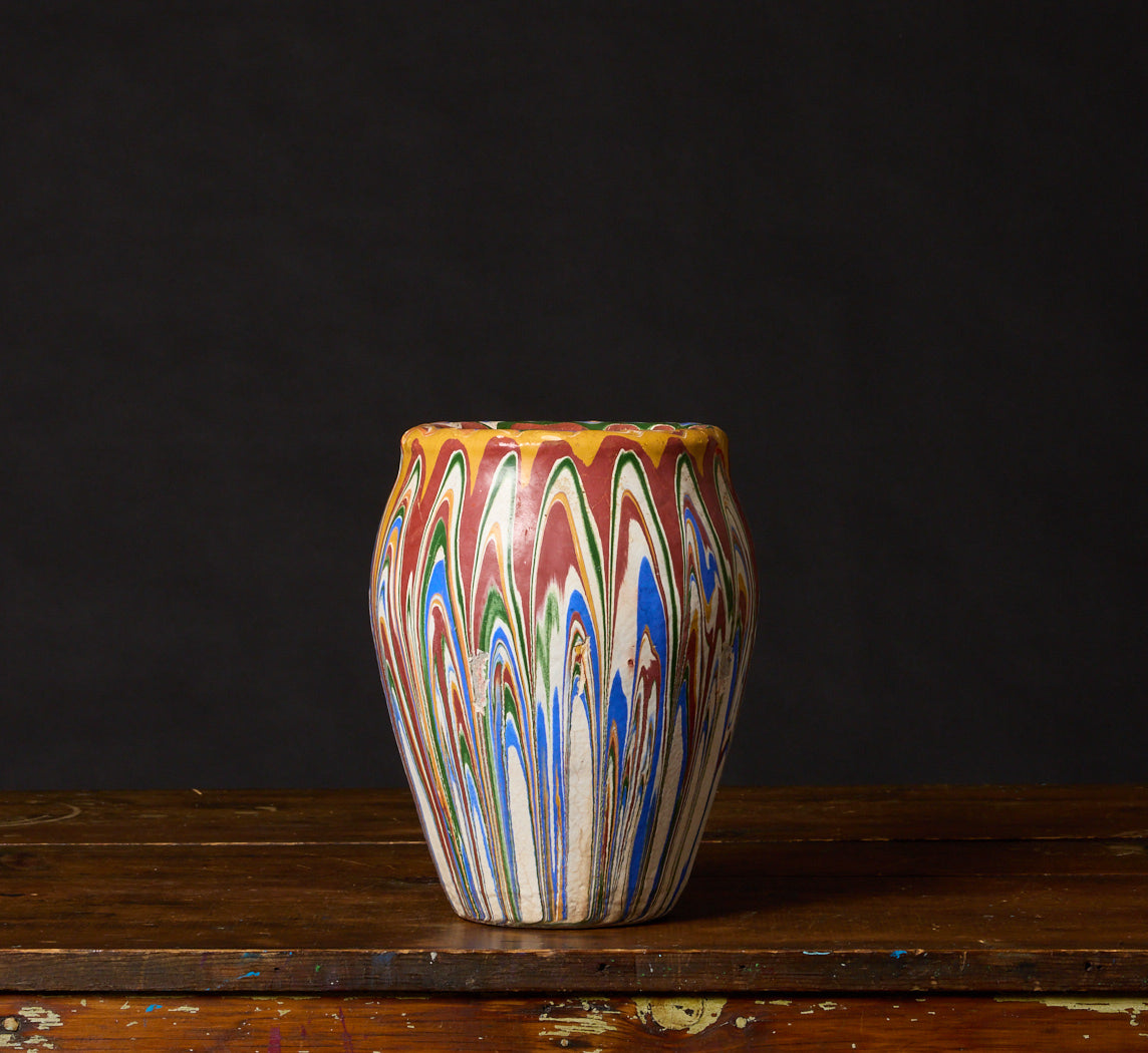EARLY 20TH CENTURY MARBLED STONEWARE VASE