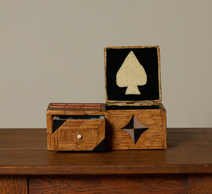 VINTAGE TRAMP ART PLAYING CARD BOX