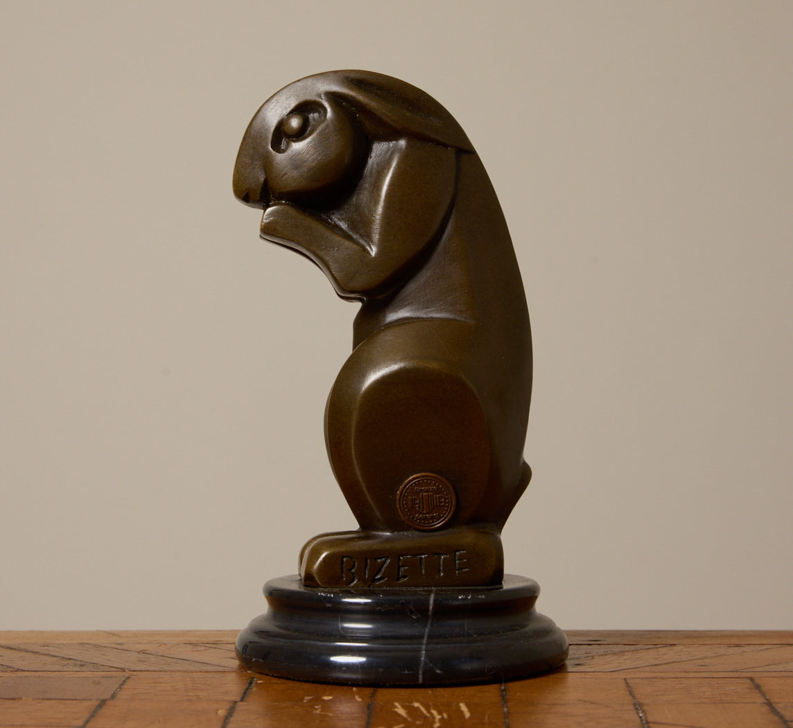 ART DECO STYLE BRONZE RABBIT SCULPTURE