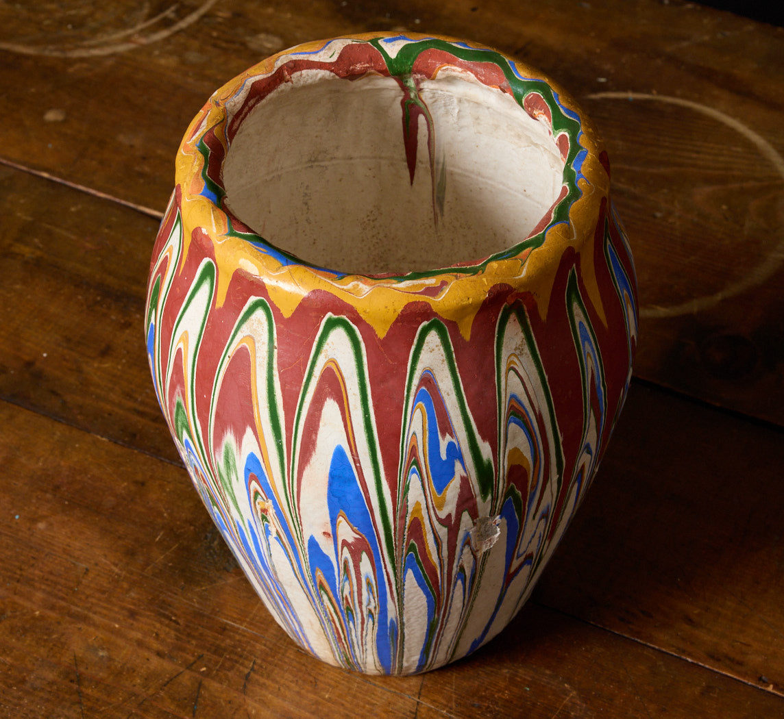 EARLY 20TH CENTURY MARBLED STONEWARE VASE