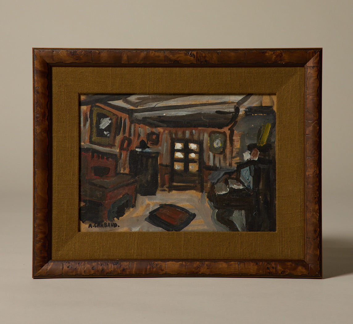 19TH CENTURY FRENCH INTERIOR PAINTING BY AUGUSTE CHABAUD (1882-1955)