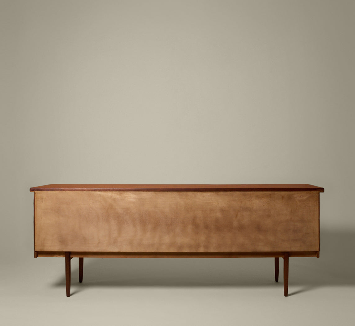 MIDCENTURY ENGLISH TEAK SLIDING DOOR SIDEBOARD