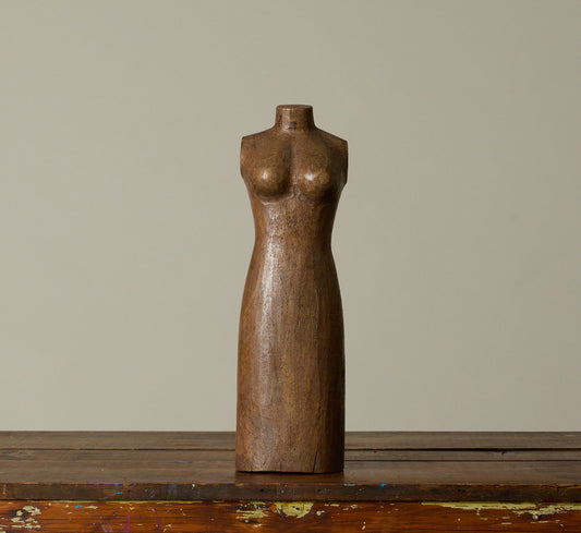 CARVED WOOD MANNEQUIN TORSO (TALL)