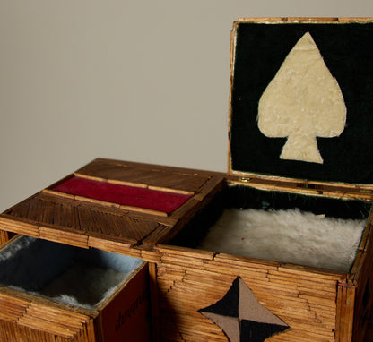 VINTAGE TRAMP ART PLAYING CARD BOX