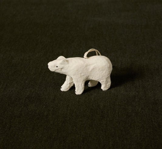 PAPER MACHE POLAR BEAR ORNAMENT