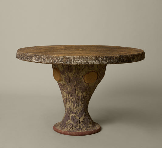 1960S FRENCH CAST STONE FAUX BOIS GARDEN TABLE