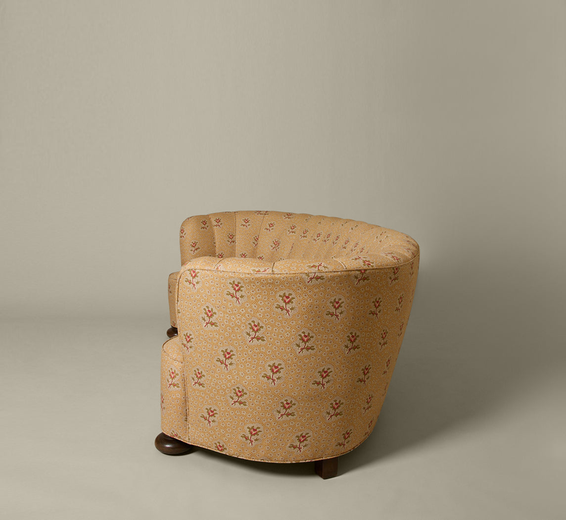 1960S MID CENTURY DANISH BANANA SOFA IN JANE SHELTON FABRIC