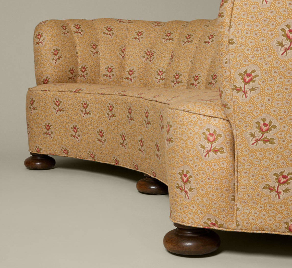 1960S MID CENTURY DANISH BANANA SOFA IN JANE SHELTON FABRIC