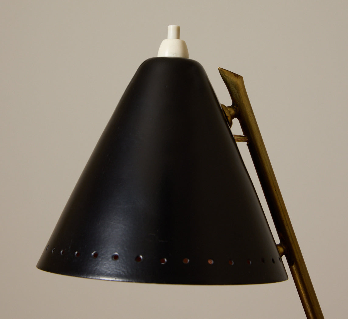 PAIR OF 1950S ITALIAN BLACK ENAMEL TABLE LAMPS