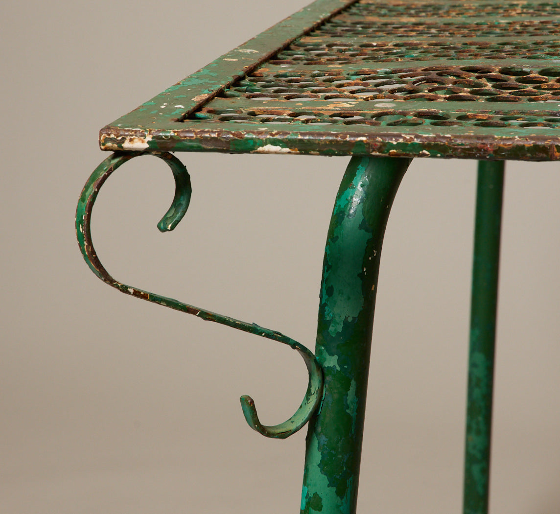 1950S FRENCH IRON GARDEN DINING SET ATTR. TO RENÉ MALAVAL