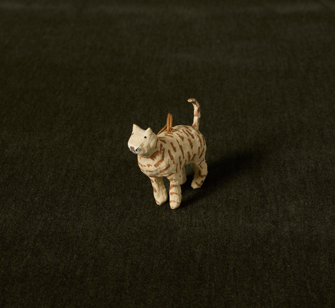 PAPER MACHE CAT ORNAMENT