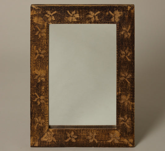 1920S MIRROR WITH CARVED FLORAL MOTIF