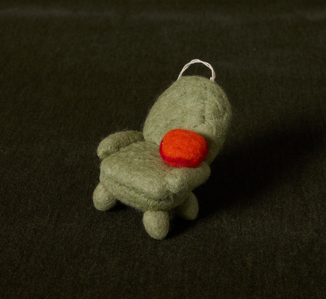 FELTED WOOL CHAIR ORNAMENT IN SAGE