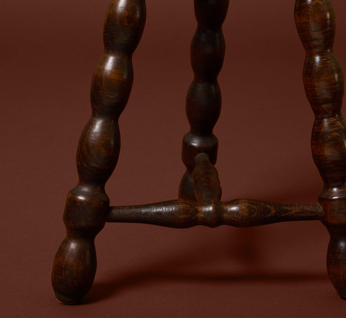 EARLY 20TH CENTURY FRENCH OAK BOBBIN TURNED STOOL