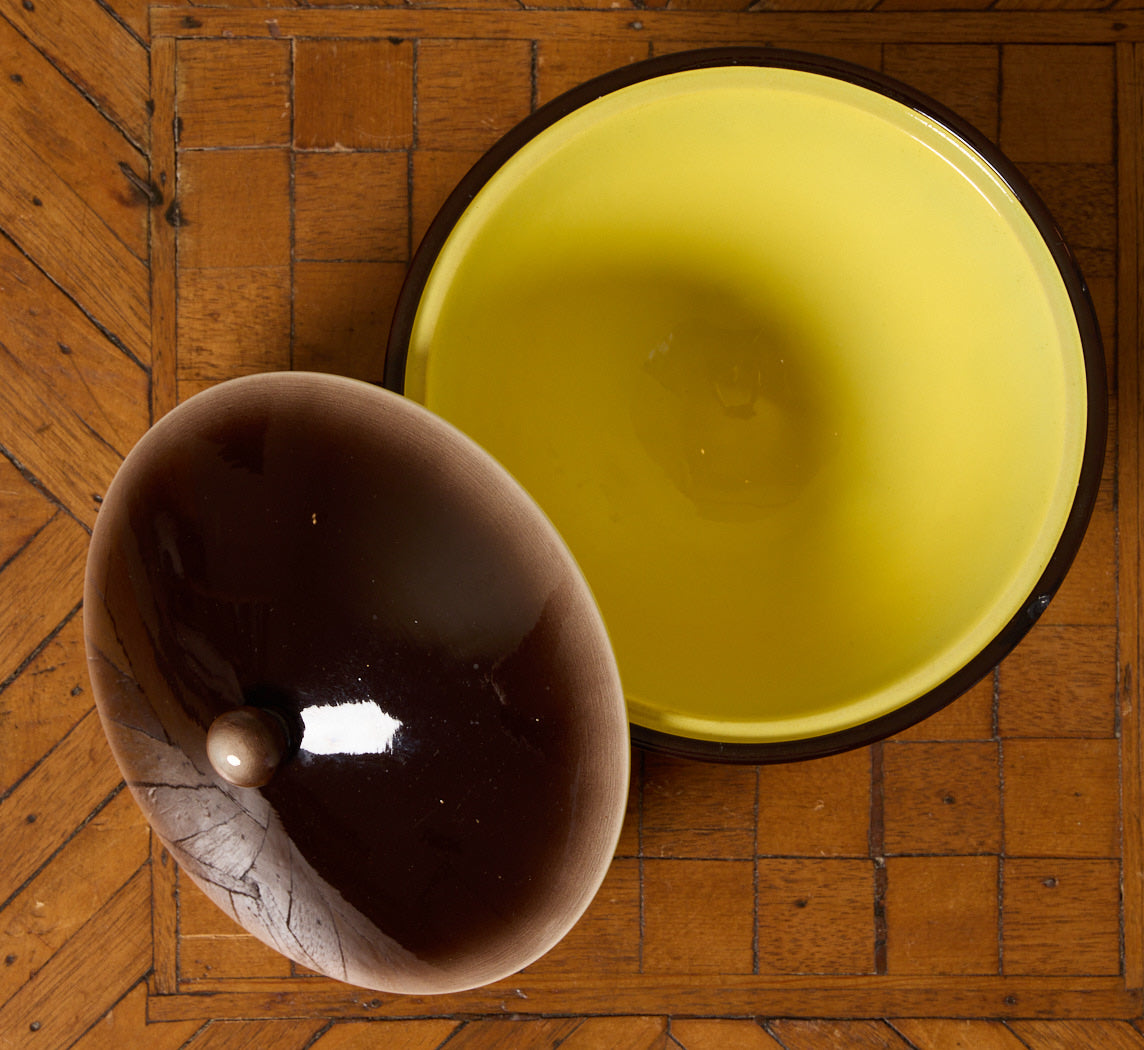 1930S ITALIAN ART DECO CERAMIC LIDDED DISH BY GALVANI
