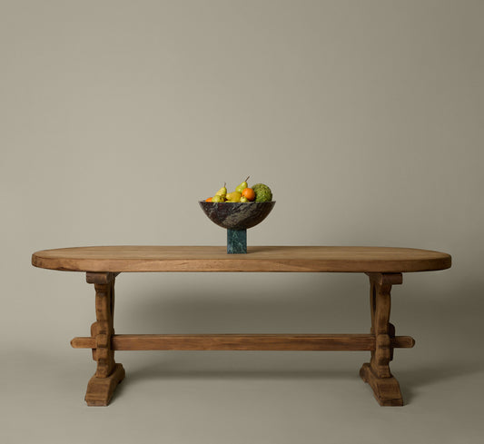 ANTIQUE FRENCH OVAL TRESTLE TABLE
