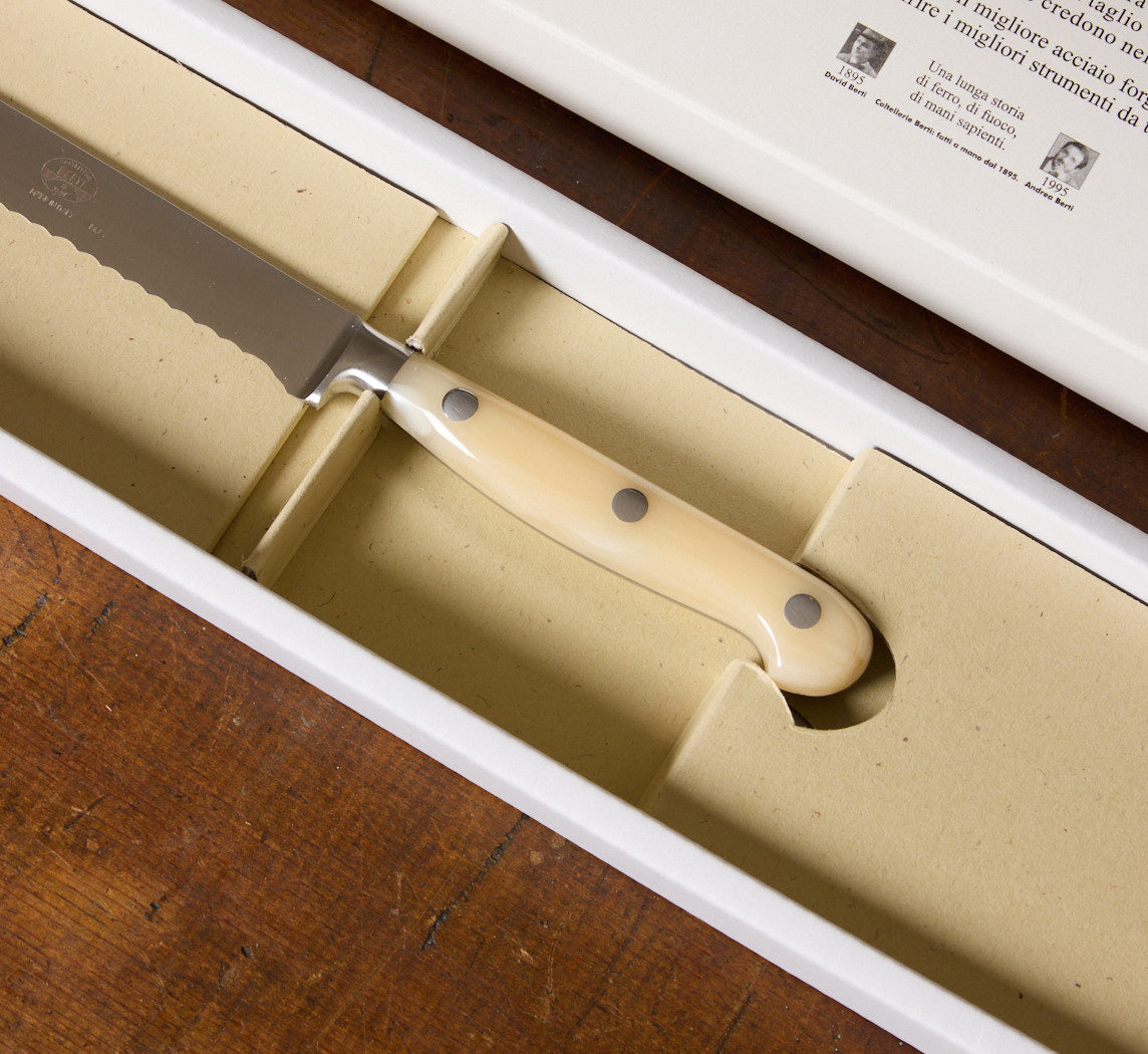 TOMATO & CITRUS KNIFE WITH CREAM LUCITE HANDLE BY COLTELLERIE BERTI