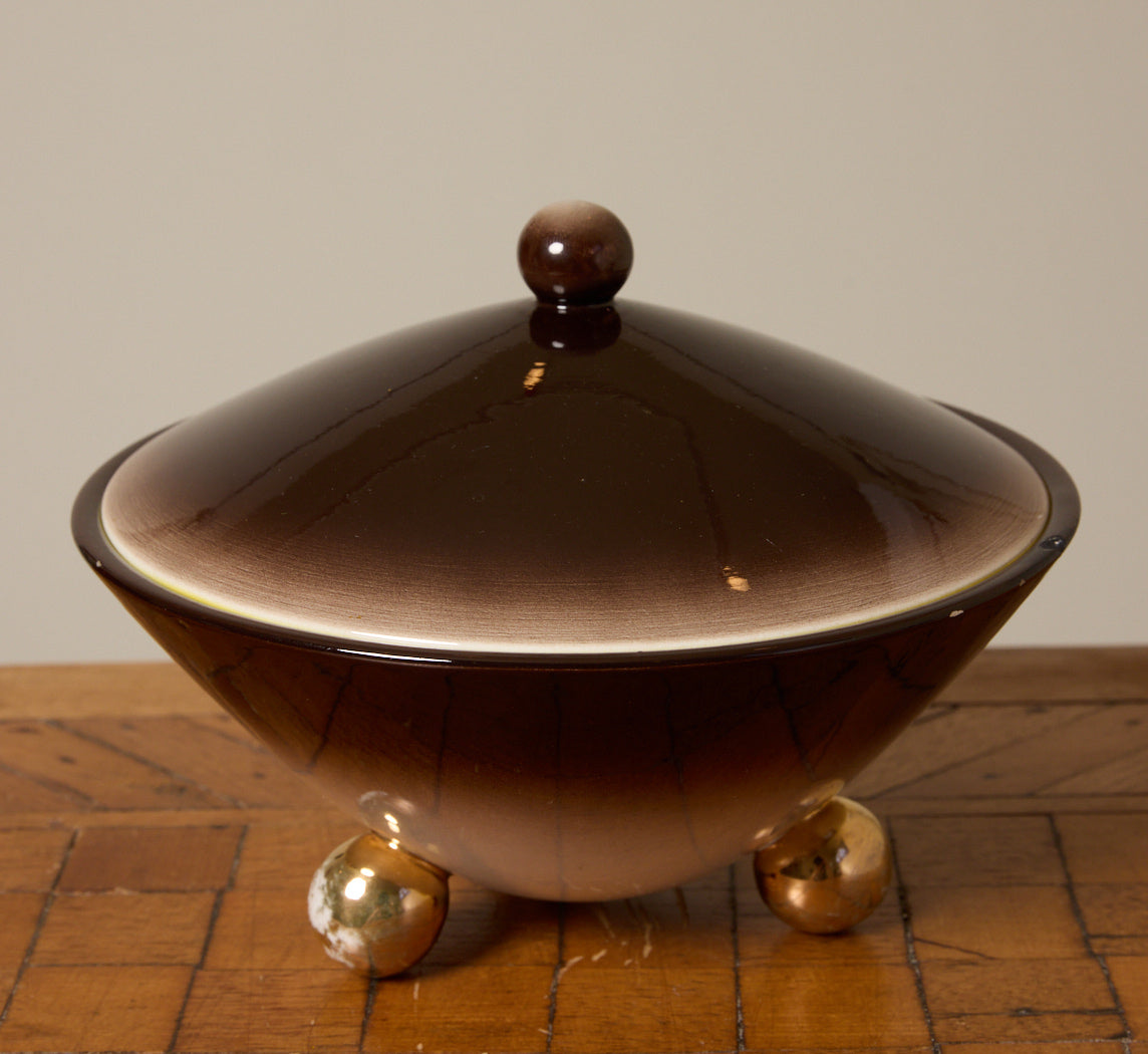 1930S ITALIAN ART DECO CERAMIC LIDDED DISH BY GALVANI