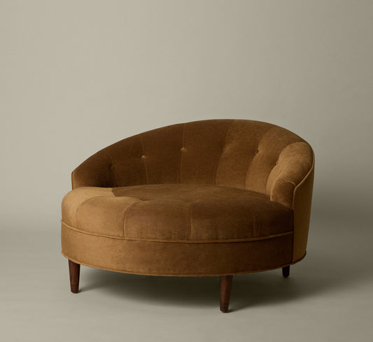 PIERCE & WARD CUDDLE CHAIR IN A TOFFEE MOHAIR