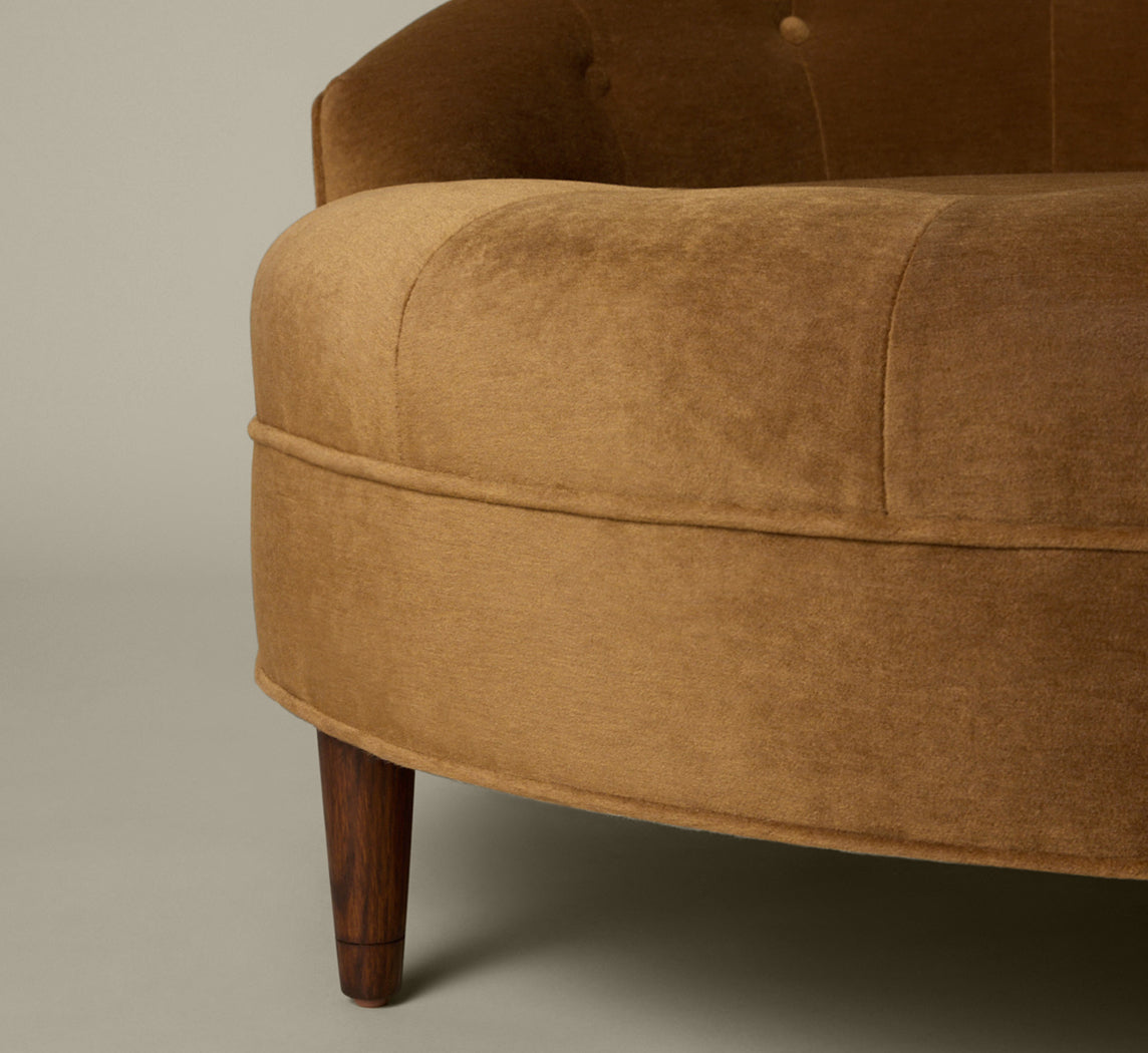 PIERCE & WARD CUDDLE CHAIR IN A TOFFEE MOHAIR