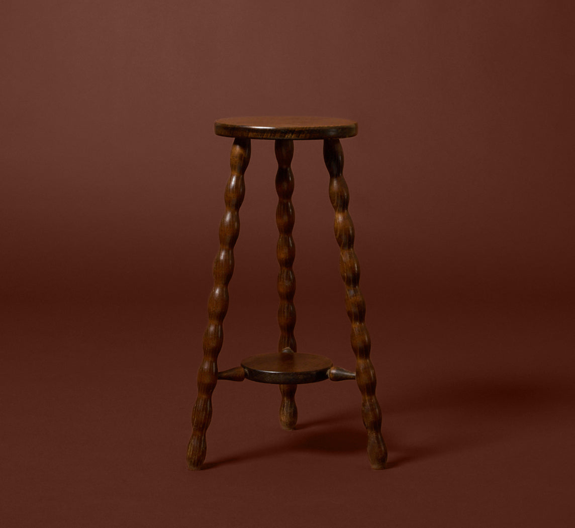 EARLY 20TH CENTURY FRENCH OAK BOBBIN TURNED STOOL I