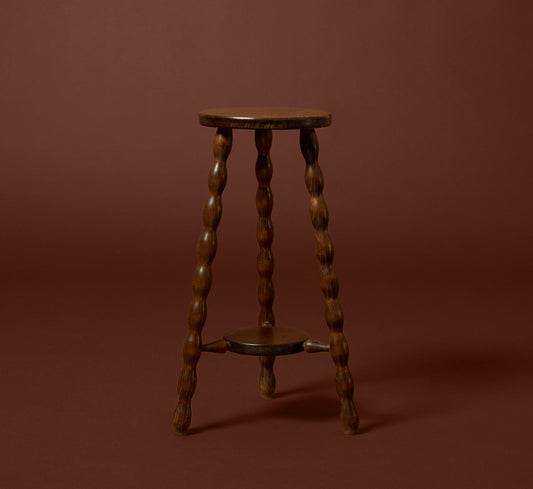 EARLY 20TH CENTURY FRENCH OAK BOBBIN TURNED STOOL I