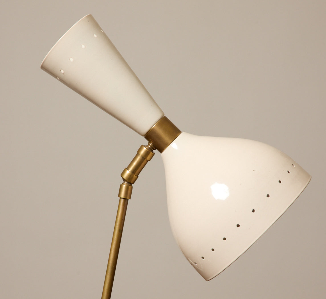 PAIR OF 1950S ITALIAN WHITE ENAMEL DIABLO TABLE LAMPS