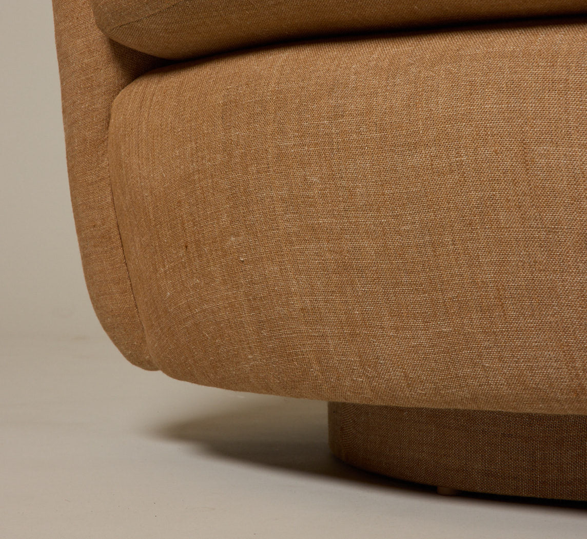 1970S SWIVEL LOUNGE CHAIR BY MILO BAUGHMAN IN MOKUM ADOBE LINEN