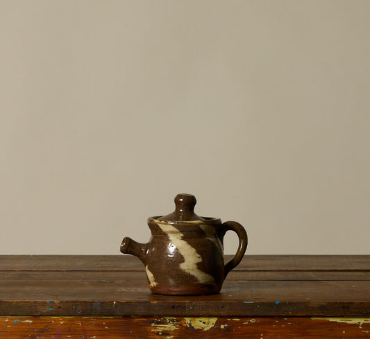 PETITE EARTHENWARE FOLK ART SWIRL TEAPOT