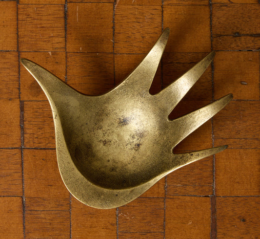 1950S BRASS HAND TRINKET DISH ATTR. TO WALTER BOSSE