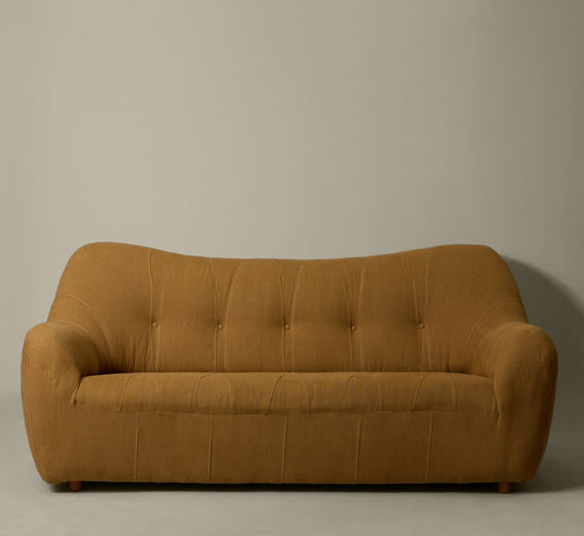 1970S DUTCH SOFA IN TURMERIC LINEN