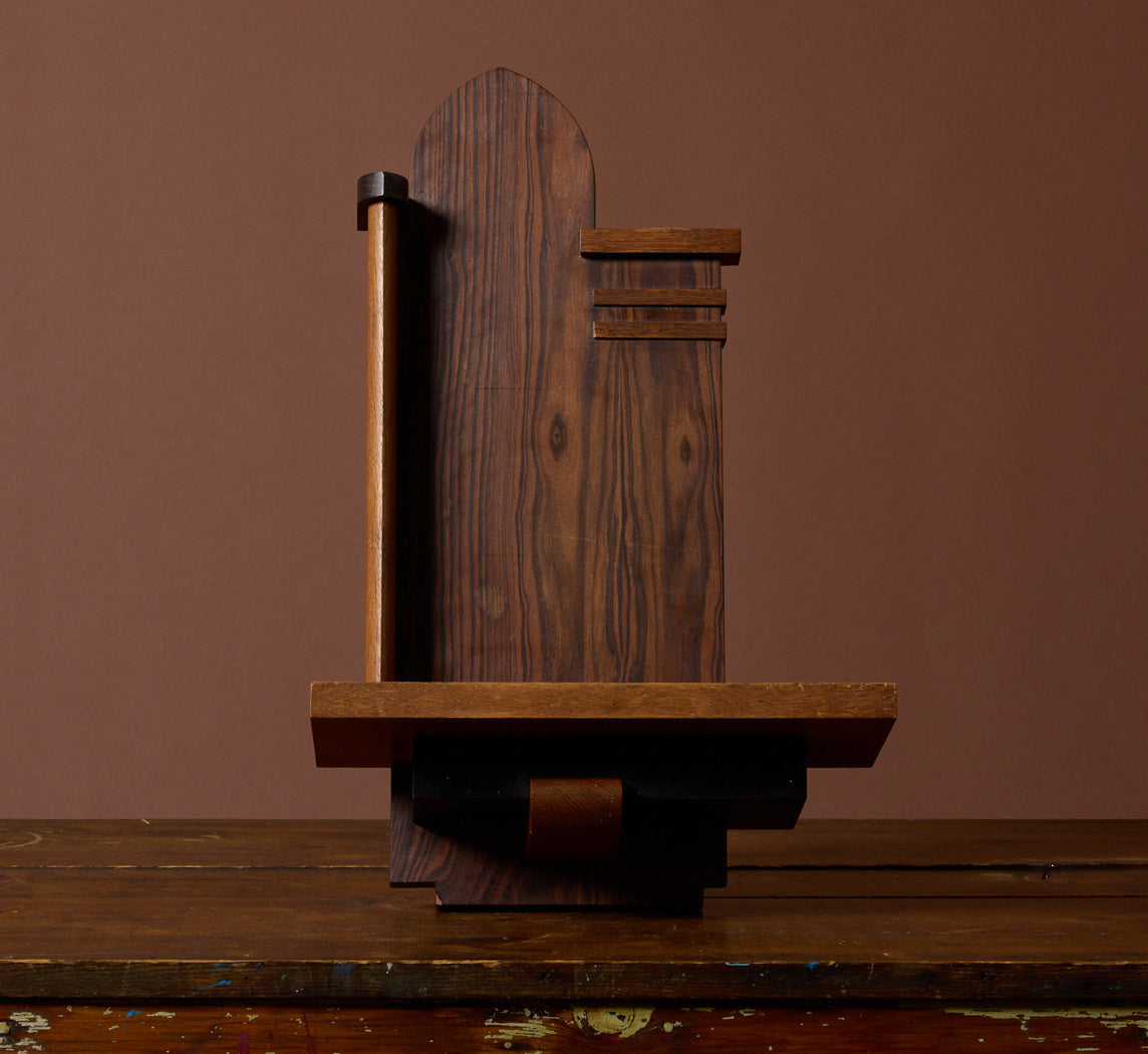 1920S AMSTERDAM SCHOOL OAK & ROSEWOOD WALL SHELF