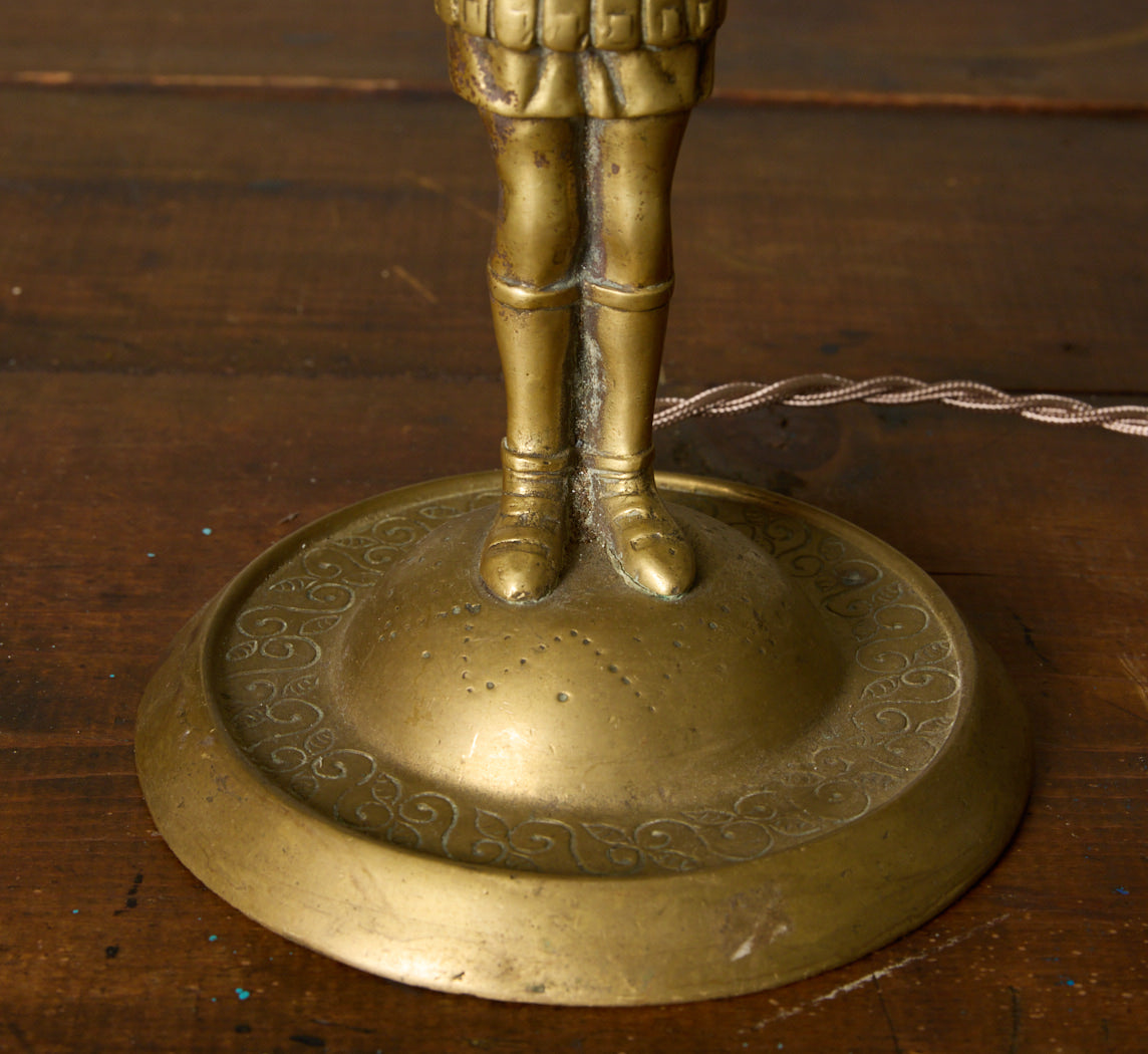 PAIR OF EMPIRE FRENCH WARRIOR CANDLESTICK LAMP C 1800S