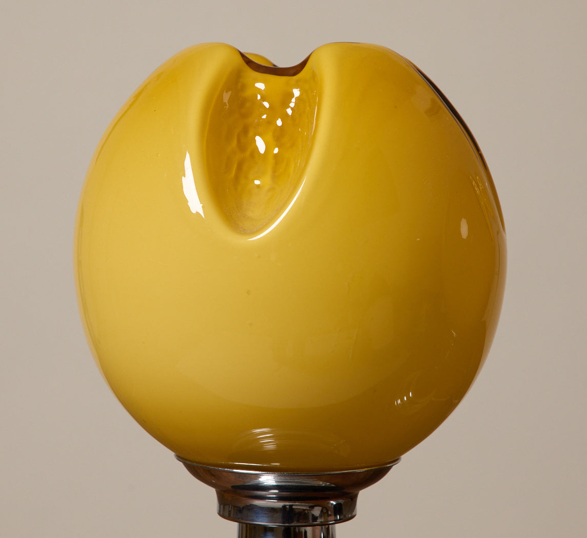 PAIR OF 1920S FRENCH ART DECO BEDSIDE TABLE LAMPS, BLACK, CHROME AND YELLOW