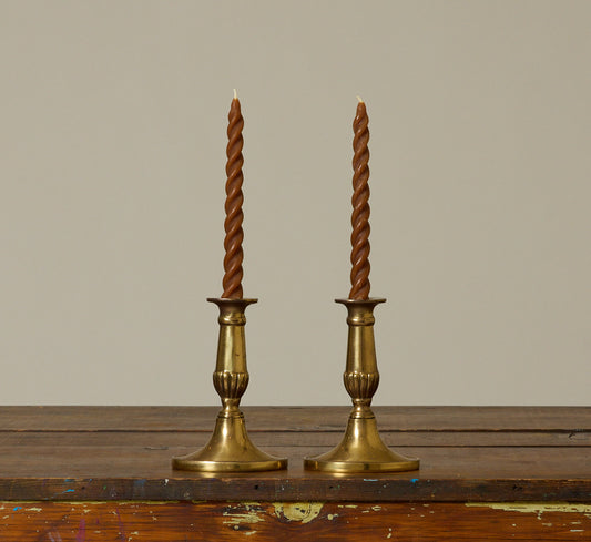 PAIR OF VINTAGE ENGLISH BRASS CANDLESTICK HOLDERS
