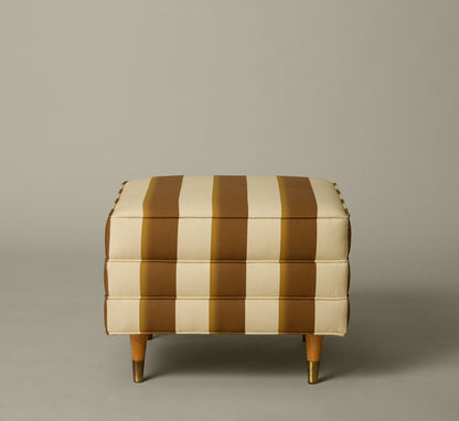 MID CENTURY MODERN ARMCHAIR & OTTOMAN IN PIERCE & WARD PALERMO STRIPE