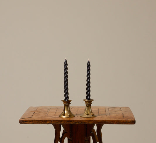 PAIR OF VINTAGE BRASS CANDLESTICKS WITH ROPE TASSELS