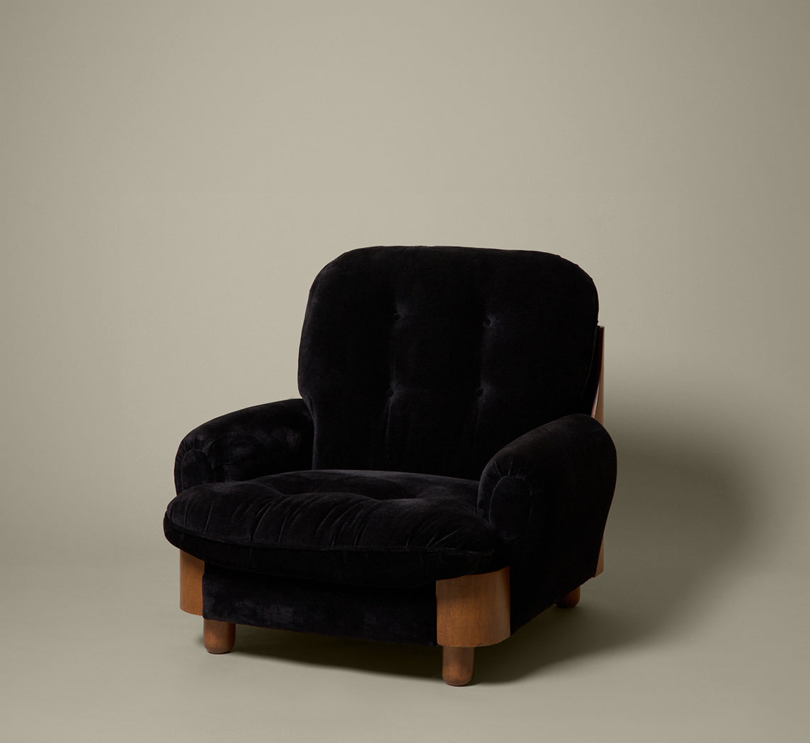 1960S ITALIAN MOHAIR & WALNUT ARMCHAIRS