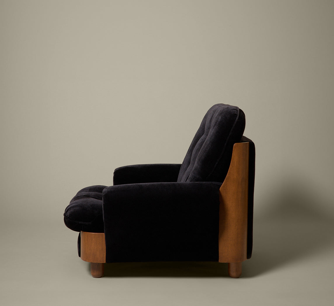 1960S ITALIAN MOHAIR & WALNUT ARMCHAIRS