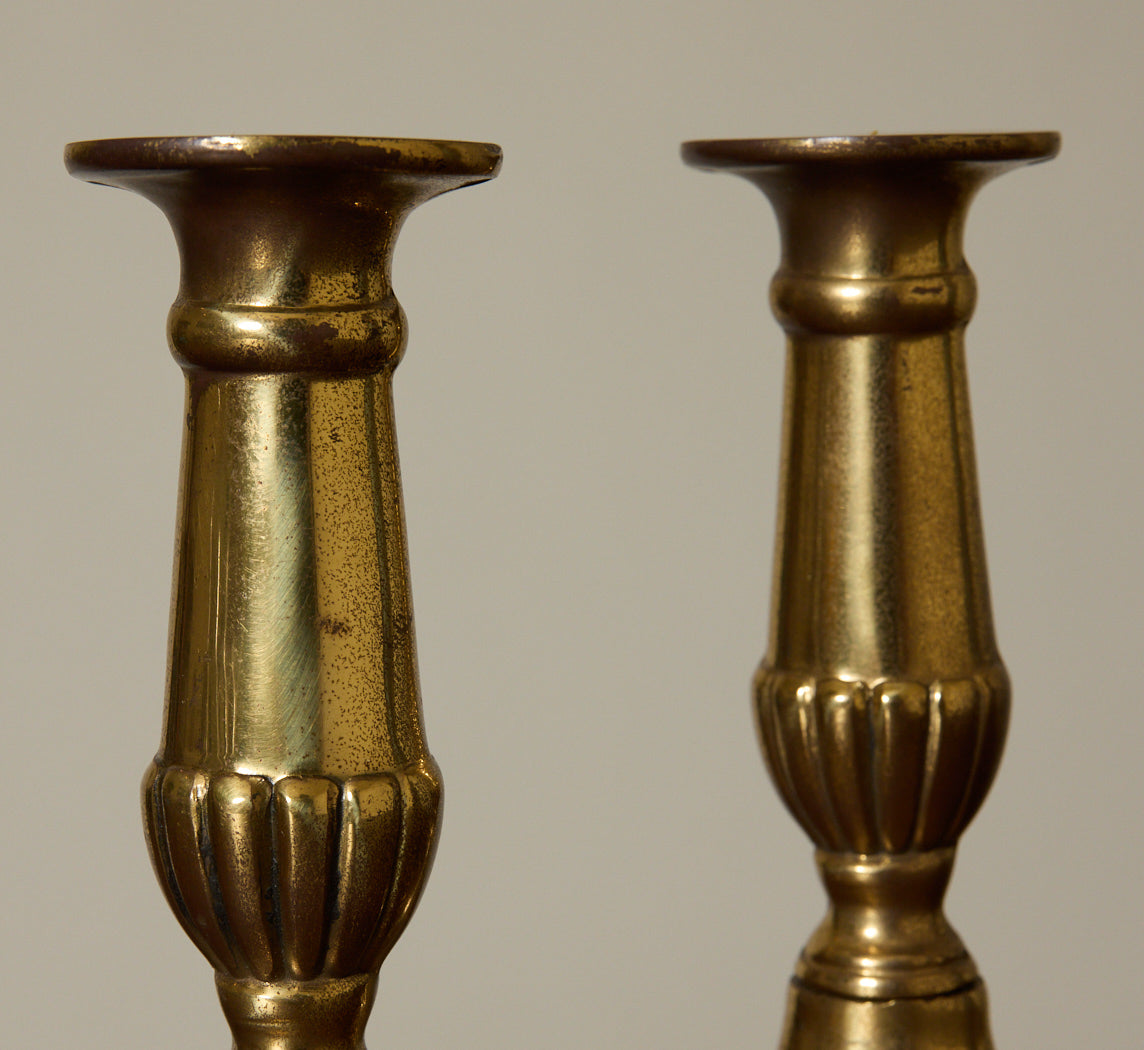 PAIR OF VINTAGE ENGLISH BRASS CANDLESTICK HOLDERS