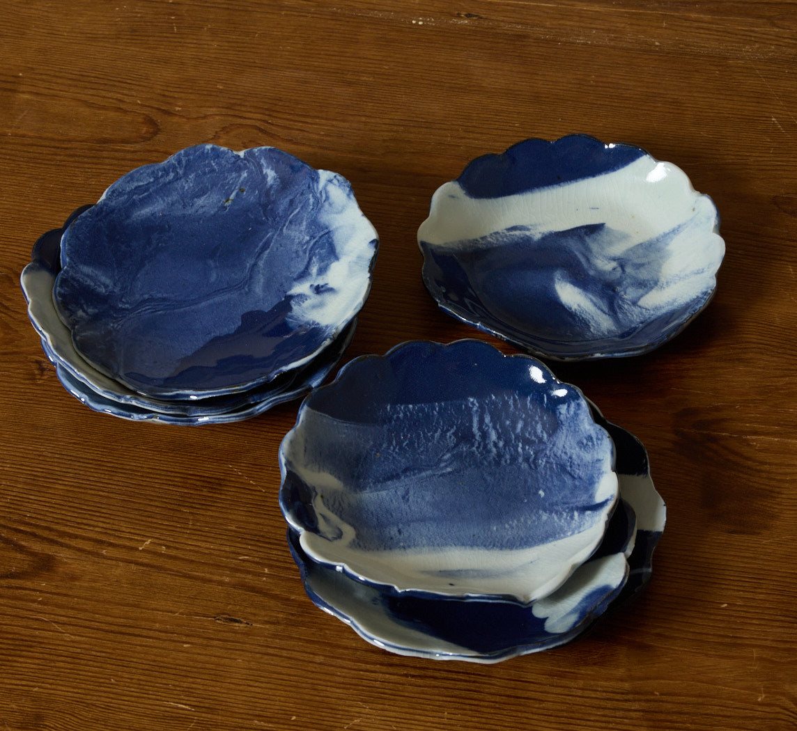 ABRA DEEP BLUE SWIRL SCALLOP BOWL