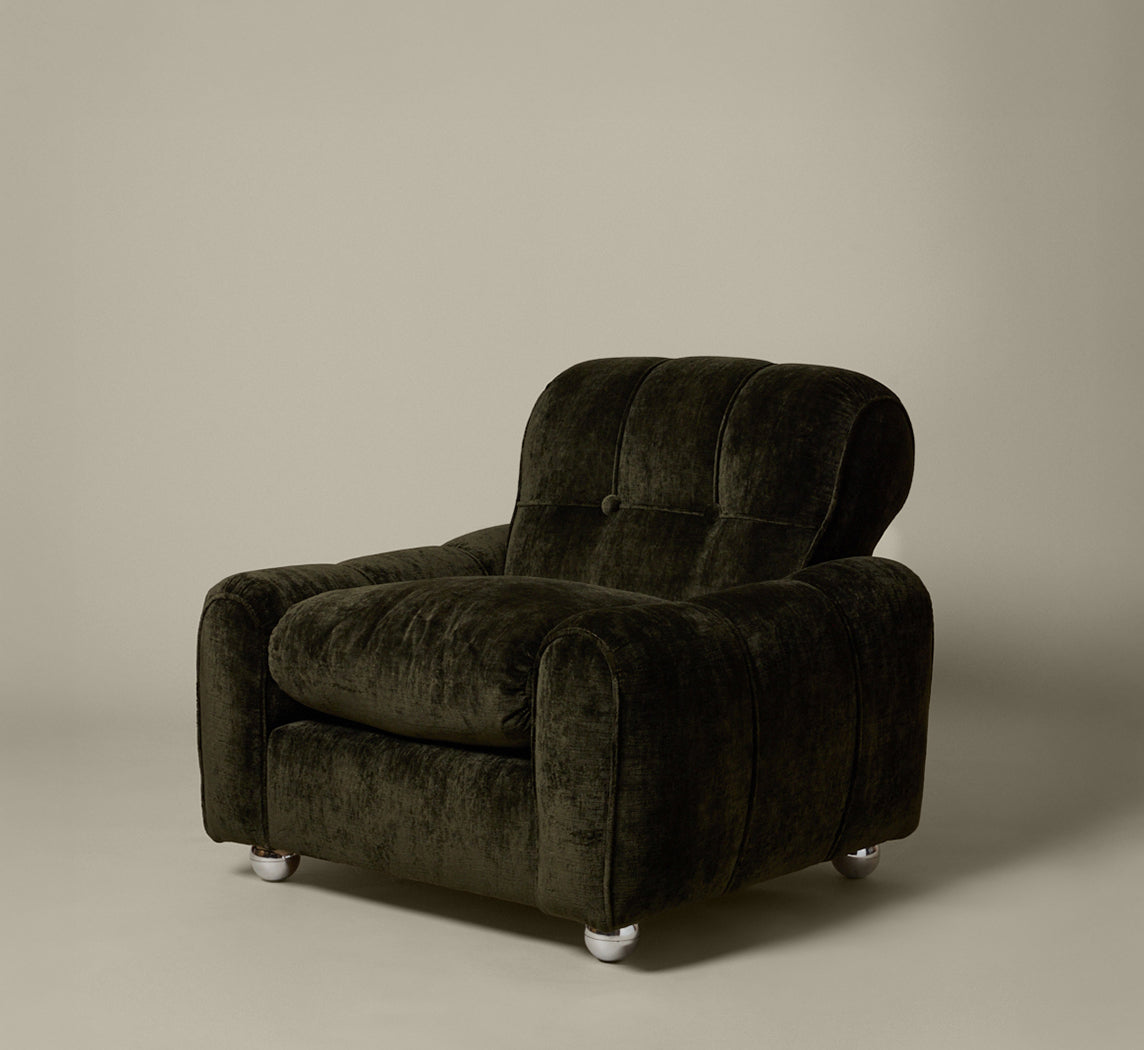 PAIR OF SPACE AGE ITALIAN ARMCHAIRS IN OXIDE VELVET