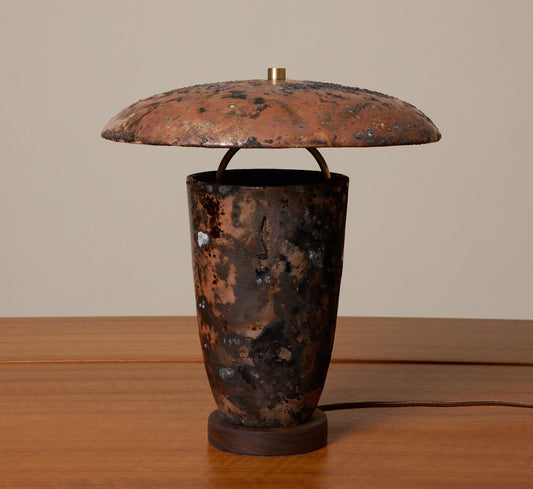 CERAMIC RAKU ATOMIC TABLE LAMP IN OXIDE
