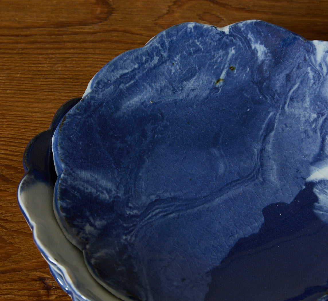 ABRA DEEP BLUE SWIRL SCALLOP BOWL